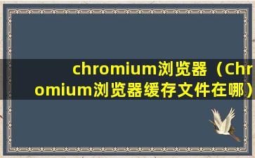 chromium浏览器（Chromium浏览器缓存文件在哪）